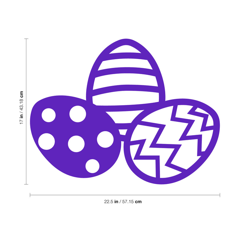 Easter Day Vinyl Wall Art Decal - 3 Easter Eggs - 17" x 22.5" - Resurrection Sunday Pascha Holiday Modern Cute Home Living Room Bedroom Apartment Office Work Nursery Decor (17" x 22.5"; Purple) Purple 17" x 22.5" 2