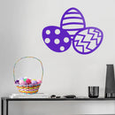 Easter Day Vinyl Wall Art Decal - 3 Easter Eggs - 17" x 22.5" - Resurrection Sunday Pascha Holiday Modern Cute Home Living Room Bedroom Apartment Office Work Nursery Decor (17" x 22.5"; Purple) Purple 17" x 22.5" 3