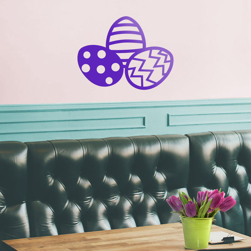 Easter Day Vinyl Wall Art Decal - 3 Easter Eggs - 17" x 22.5" - Resurrection Sunday Pascha Holiday Modern Cute Home Living Room Bedroom Apartment Office Work Nursery Decor (17" x 22.5"; Purple) Purple 17" x 22.5" 4