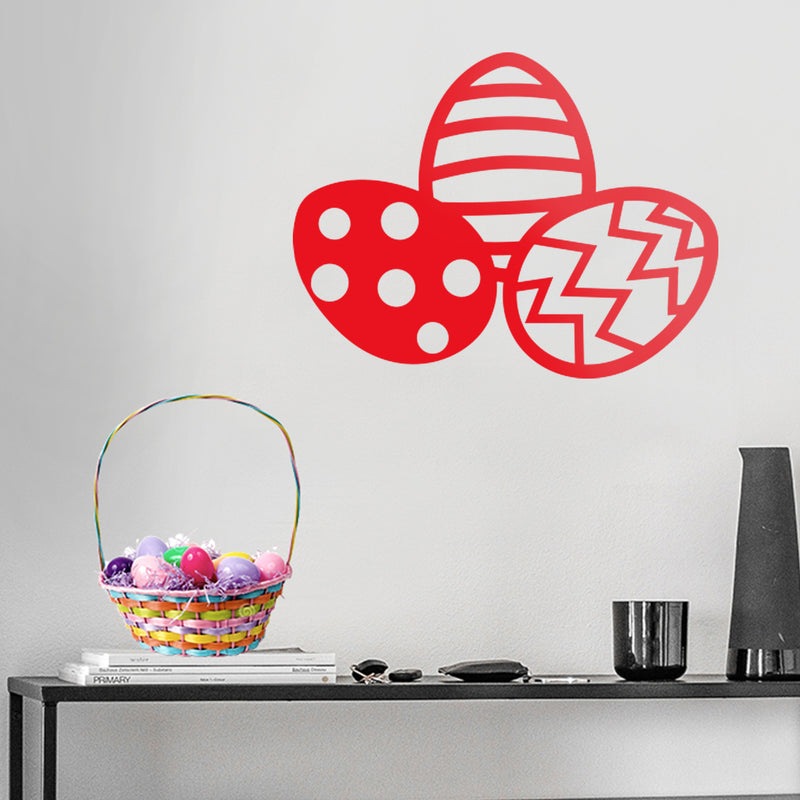 Easter Day Vinyl Wall Art Decal - 3 Easter Eggs - 17" x 22.5" - Resurrection Sunday Pascha Holiday Modern Cute Home Living Room Bedroom Apartment Office Work Nursery Decor (17" x 22.5"; Red) Red 17" x 22.5" 2