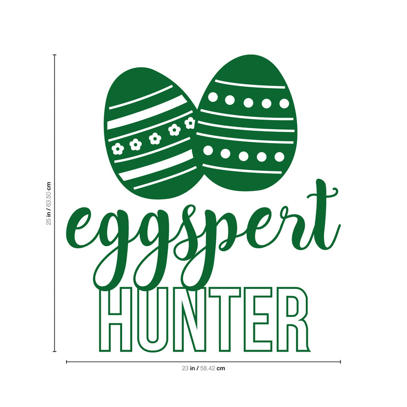 Easter Day Vinyl Wall Art Decal - Eggspert Hunter - 25" x 23" - Eggs Resurrection Sunday Pascha Holiday Modern Cute Home Living Room Bedroom Apartment Nursery Playroom Decor (25" x 23"; Green) Green 25" x 23" 2