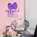 Easter Day Vinyl Wall Art Decal - Eggspert Hunter - 25" x 23" - Eggs Resurrection Sunday Pascha Holiday Modern Cute Home Living Room Bedroom Apartment Nursery Playroom Decor (25" x 23"; Purple) Purple 25" x 23"