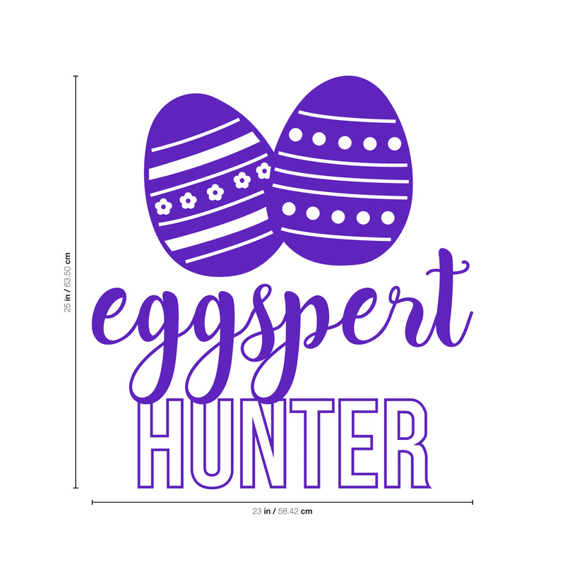 Easter Day Vinyl Wall Art Decal - Eggspert Hunter - 25" x 23" - Eggs Resurrection Sunday Pascha Holiday Modern Cute Home Living Room Bedroom Apartment Nursery Playroom Decor (25" x 23"; Purple) Purple 25" x 23" 2