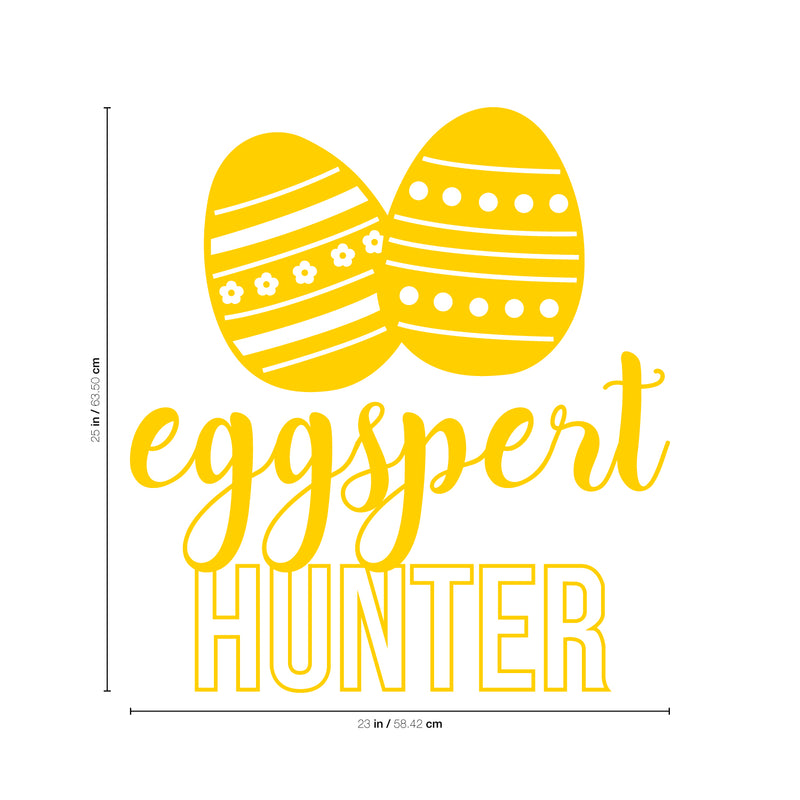 Easter Day Vinyl Wall Art Decal - Eggspert Hunter - 25" x 23" - Eggs Resurrection Sunday Pascha Holiday Modern Cute Home Living Room Bedroom Apartment Nursery Playroom Decor (25" x 23"; Yellow) Yellow 25" x 23" 2