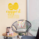 Easter Day Vinyl Wall Art Decal - Eggspert Hunter - 25" x 23" - Eggs Resurrection Sunday Pascha Holiday Modern Cute Home Living Room Bedroom Apartment Nursery Playroom Decor (25" x 23"; Yellow) Yellow 25" x 23" 3