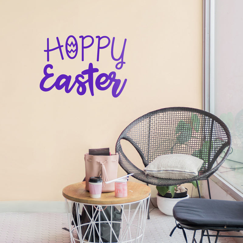 Easter Day Vinyl Wall Art Decal - Hoppy Easter - 16" x 22.5" - Resurrection Sunday Pascha Holiday Modern Church Home Living Room Bedroom Apartment Nursery Office Work Decor (16" x 22.5"; Purple) Purple 16" x 22.5" 4