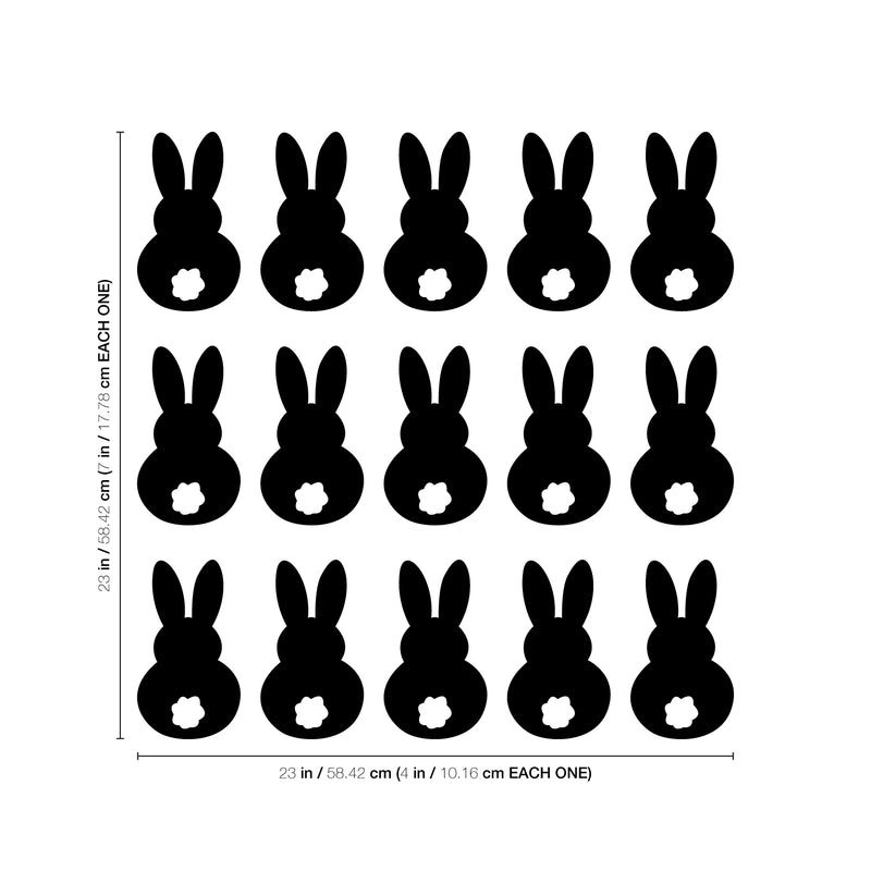 Set of 15 Easter Day Vinyl Wall Art Decals - Bunny Tails - Each - Resurrection Sunday Pascha Holiday Cute Home Living Room Bedroom Apartment Office Work Nursery Decor (Each; Black)