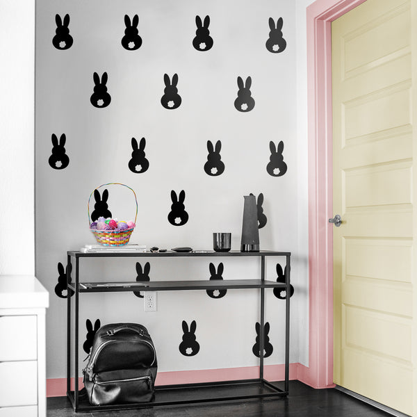 Set of 15 Easter Day Vinyl Wall Art Decals - Bunny Tails - Each - Resurrection Sunday Pascha Holiday Cute Home Living Room Bedroom Apartment Office Work Nursery Decor (Each; Black)   2