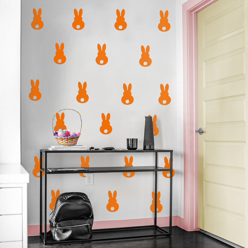 Set of 15 Easter Day Vinyl Wall Art Decals - Bunny Tails - 7" x 4" Each - Resurrection Sunday Pascha Holiday Cute Home Living Room Bedroom Apartment Office Work Nursery Decor (7" x 4" Each; Orange) Orange 7" x 4" each 2