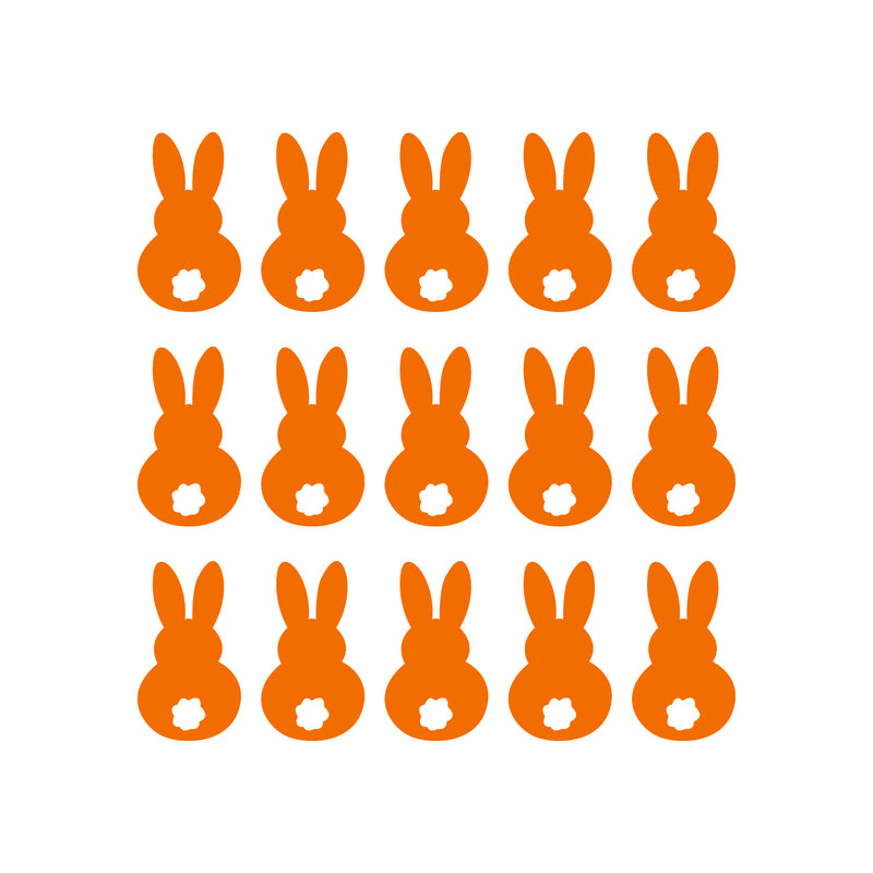 Set of 15 Easter Day Vinyl Wall Art Decals - Bunny Tails - 7" x 4" Each - Resurrection Sunday Pascha Holiday Cute Home Living Room Bedroom Apartment Office Work Nursery Decor (7" x 4" Each; Orange) Orange 7" x 4" each 4