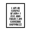 Vinyl Wall Art Decal - I Am In Charge Of How I Feel And Today I Am Choosing Happiness - Inspirational Home Bedroom Office Workplace Apartment Living Room Quote Decor (30" x 23"; Black)   2