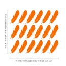 Set of 18 Vinyl Wall Art Decal - Feathers Pattern - 6" x 4.33" Each - Modern Trendy Urban Home Living Room Bedroom Apartment Decor - Office Work Nursery Playroom Stickers (6" x 4.33" each; Orange) Orange 6" x 4.33" each 4