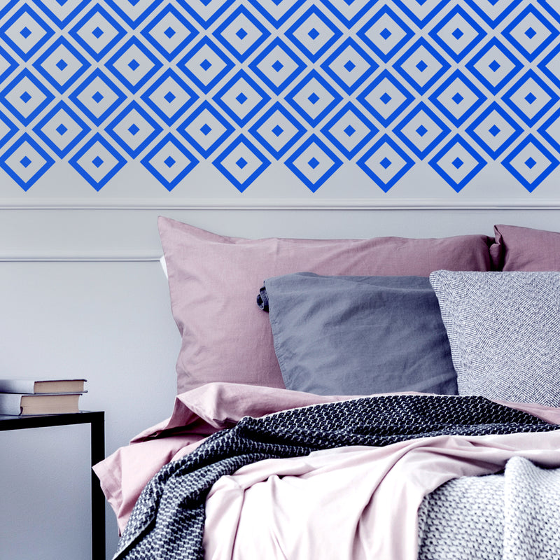 Set of 25 Vinyl Wall Art Decal - Rhombus Diamond Pattern - 5" x 5" Each - Trendy Modern Home Bedroom Living Room Dorm Room Apartment Office Workplace Playroom Nursery Decor (5" x 5" Each; Blue) Blue 5" x 5" each 2