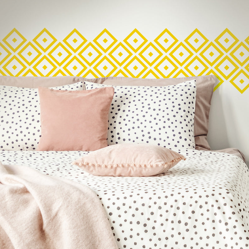 Set of 25 Vinyl Wall Art Decal - Rhombus Diamond Pattern - 5" x 5" Each - Trendy Modern Home Bedroom Living Room Dorm Room Apartment Office Workplace Playroom Nursery Decor (5" x 5" Each; Yellow) Yellow 5" x 5" each 2