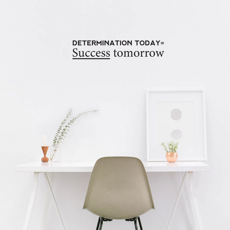 Vinyl Wall Art Decal - Determination Today Success Tomorrow - Positive Motivational Modern Home Bedroom Apartment Workplace Living Room Office Gym Fitness Decor Quote (9" x 45"; Black)   2