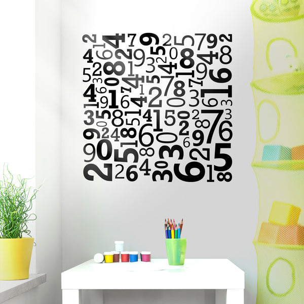 Vinyl Wall Art Decal - Set of Numbers - Educational Kids Toddlers Teens Learning Home Apartment Bedroom Playroom Classroom Homeschool Preschool Kindergarten Decor (40" x 40"; Black)   2