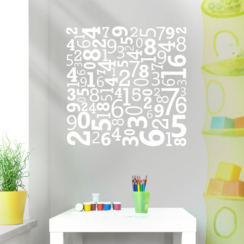 Vinyl Wall Art Decal - Set of Numbers - 40" x 40" - Educational Kids Toddlers Teens Learning Home Apartment Bedroom Playroom Classroom Homeschool Preschool Kindergarten Decor (40" x 40"; White) White 40" x 40"