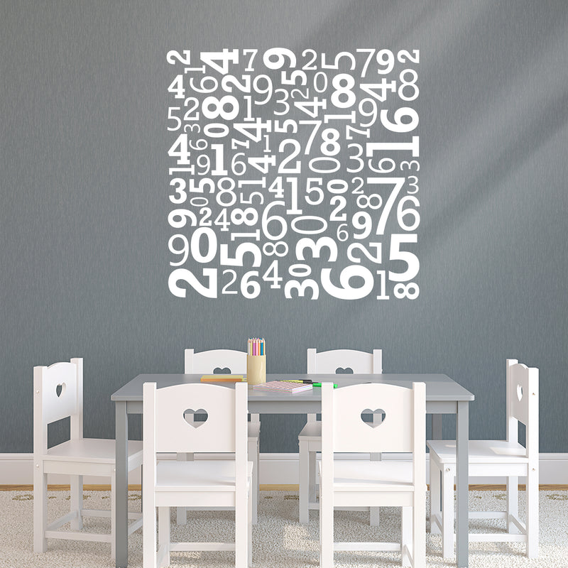 Vinyl Wall Art Decal - Set of Numbers - 40" x 40" - Educational Kids Toddlers Teens Learning Home Apartment Bedroom Playroom Classroom Homeschool Preschool Kindergarten Decor (40" x 40"; White) White 40" x 40" 4