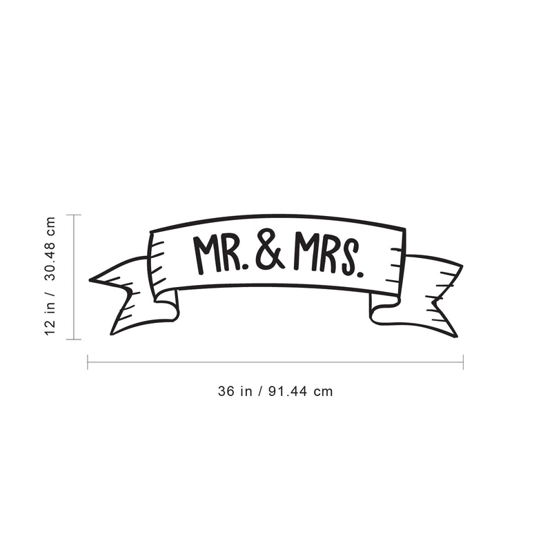 Vinyl Wall Art Decal - Mr & Mrs - 12" x 36" - Couples Wedding Reception Home Adhesive Sticker - Marriage Wedlock of Love Living Room Bedroom Apartment Decor Stickers (12" x 36"; Black) Black 12" x 36"