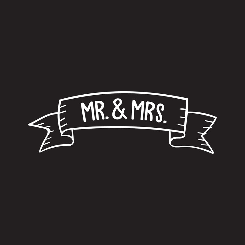 Vinyl Wall Art Decal - Mr & Mrs - 12" x 36" - Couples Wedding Reception Home Adhesive Sticker - Marriage Wedlock of Love Living Room Bedroom Apartment Decor Stickers (12" x 36"; White) White 12" x 36"