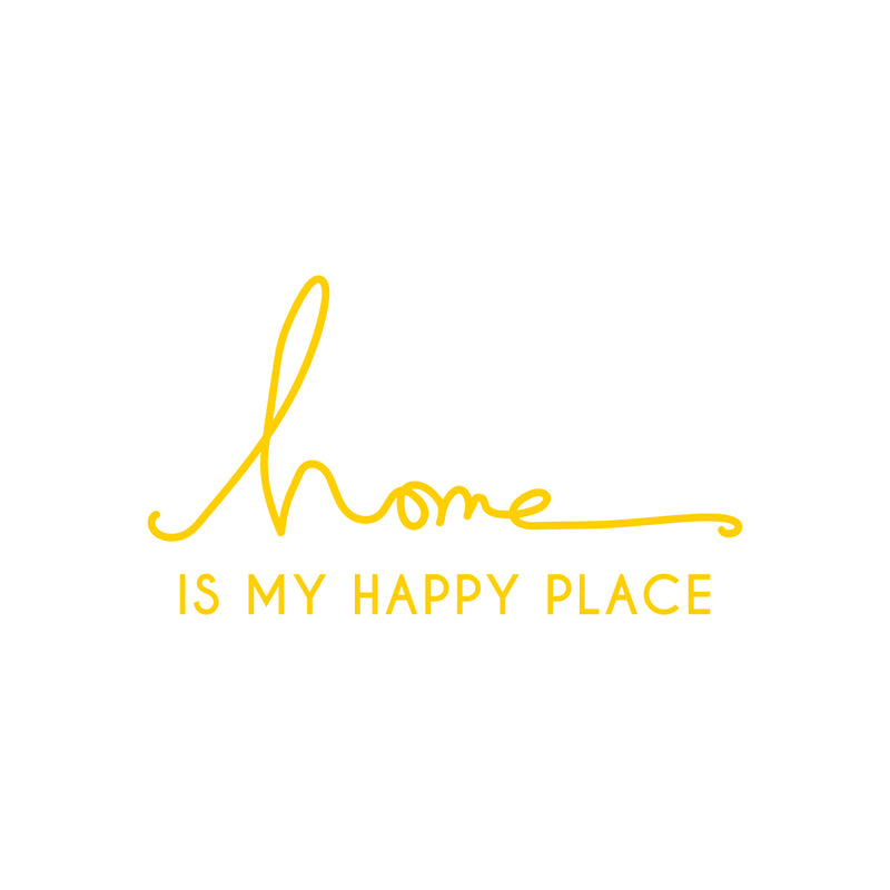 Vinyl Wall Art Decal - Home is My Happy Place - 12" x 22" - Modern Cursive Love Quote for Couples Home Apartment Bedroom Living Room Dining Room Household Indoor Outdoor Decor (12" x 22"; Yellow) Yellow 12" x 22" 2