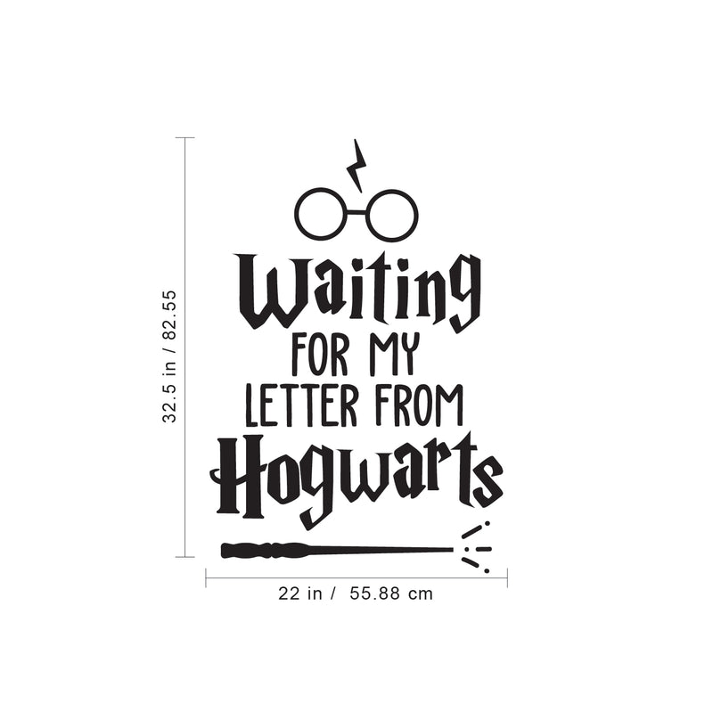 Vinyl Wall Art Decal - Waiting For My Letter From Hogwarts - 32.5" x 22" - Harry Potter Inspired Modern Home Apartment Bedroom Nursery Playroom Daycare Living Room Door Quote Black 32.5" x 22" 2