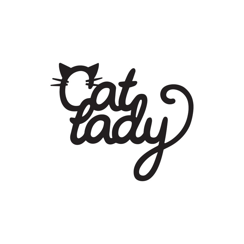 Vinyl Wall Art Decal - Cat Lady - 12. - Cute Kitty Whiskers Paw Home Apartment Bedroom Living Room Decor - Trendy Furry Pet Lovers Work Office Business Indoor Quote (12.; Black)