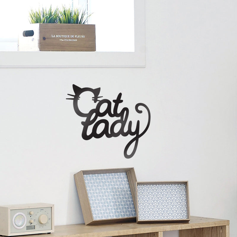 Vinyl Wall Art Decal - Cat Lady - 12.5" x 10.5" - Cute Kitty Whiskers Paw Home Apartment Bedroom Living Room Decor - Trendy Furry Pet Lovers Work Office Business Indoor Quote (12.5" x 10.5"; Black) Black 12.5" x 10.5" 3