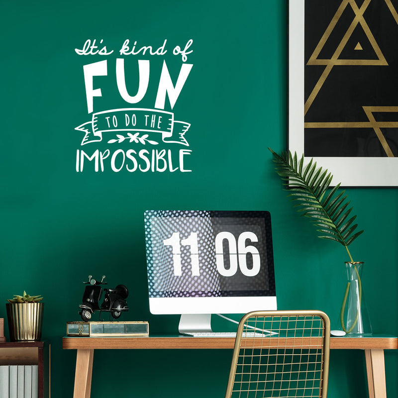 Vinyl Wall Art Decal - It’s Kind of Fun Doing The Impossible - 24.5" x 22" - Motivational Modern Life Home Bedroom Living Room Apartment Office Workplace Business Decor Quotes (24.5" x 22"; White) White 24.5" x 22" 2