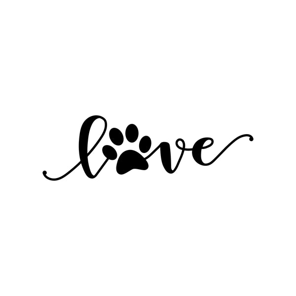 Vinyl Wall Art Decal - Paw Love - Modern Cute Trendy Animal Pet Lovers Cursive Decor Home Apartment Bedroom Living Room Work Office Business Indoor Outdoor Decor (7" x 22"; Black)