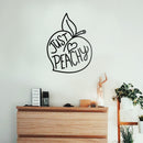 Vinyl Wall Art Decal - Just Peachy - Fun Modern Peach Fruit Shape Positive Home Bedroom Apartment Office Workplace Indoor Living Room Business Decoration Quotes (26" x 19"; Black)   2