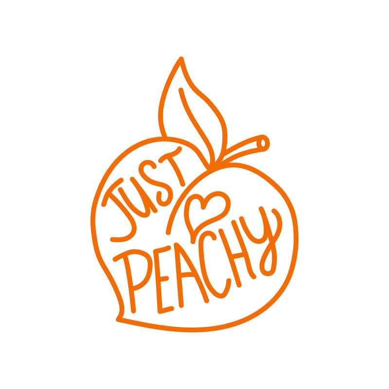 Vinyl Wall Art Decal - Just Peachy - 26" x 19" - Fun Modern Peach Fruit Shape Positive Home Bedroom Apartment Office Workplace Indoor Living Room Business Decoration Quotes (26" x 19"; Orange) Orange 26" x 19" 4