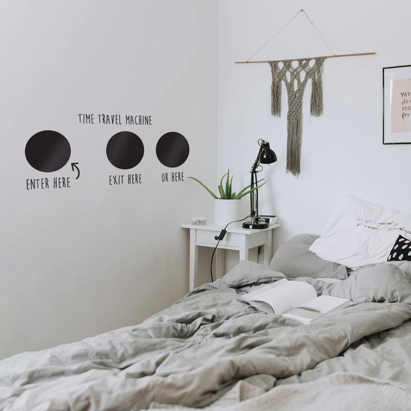 Vinyl Wall Art Decal - Time Travel Machine Enter Here Exit Here Or Here - 17. Witty Modern Design For Home Bedroom Playroom Nursery Office Indoor Workplace Apartment   2