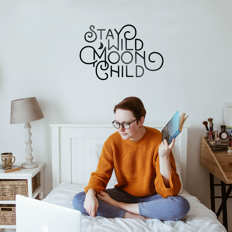 Vinyl Wall Art Decal - Stay Wild Moon Child - Trendy Modern Fun And Free Bedroom Apartment Playroom Nursery Decor - Indoor Outdoor Home Living Room Household Quotes   4