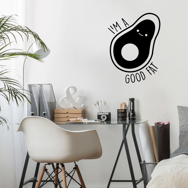 Vinyl Wall Art Decal - I'm A Good Fat - 27" x 20" - Modern Cute Trendy Happy Avocado Home Living Room Bedroom Apartment Kitchen Dining Room Gym Fitness Healthy Lifestyle Decor Black 27" x 20" 3