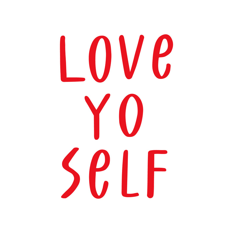 Vinyl Wall Art Decal - Love Yo Self - 27" x 19" - Modern Motivational Home Bedroom Apartment Work Quotes - Positive Trendy Inspirational Workplace Living Room Office Decor Red 27" x 19"