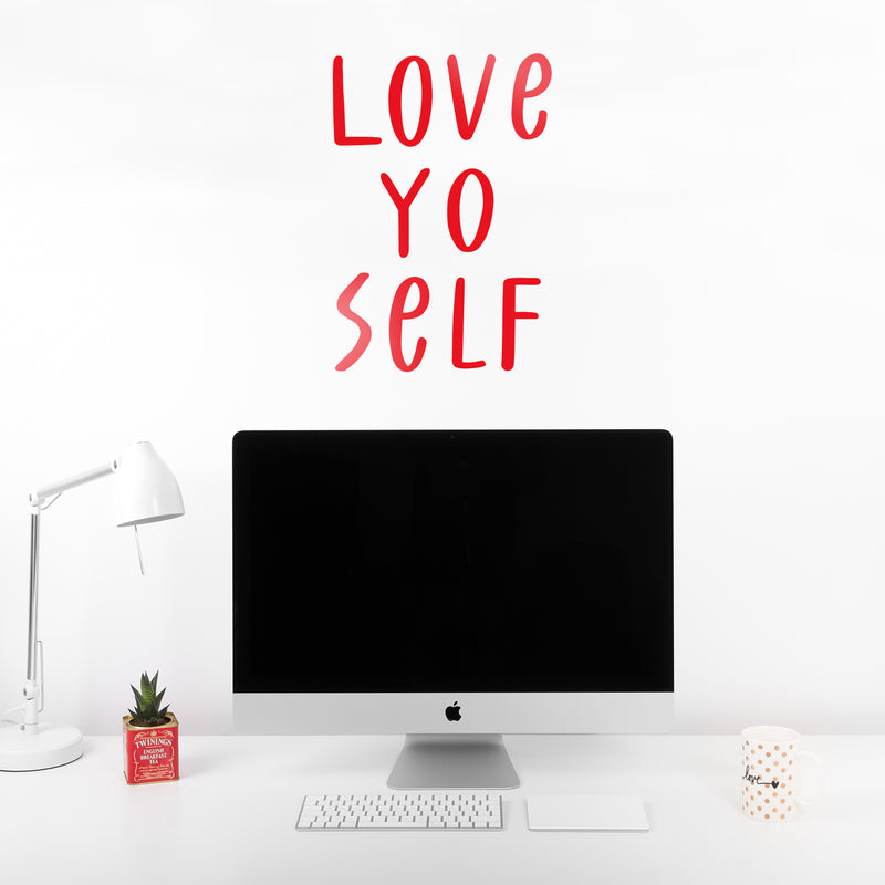 Vinyl Wall Art Decal - Love Yo Self - 27" x 19" - Modern Motivational Home Bedroom Apartment Work Quotes - Positive Trendy Inspirational Workplace Living Room Office Decor Red 27" x 19" 2