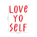 Vinyl Wall Art Decal - Love Yo Self - 27" x 19" - Modern Motivational Home Bedroom Apartment Work Quotes - Positive Trendy Inspirational Workplace Living Room Office Decor Red 27" x 19" 4