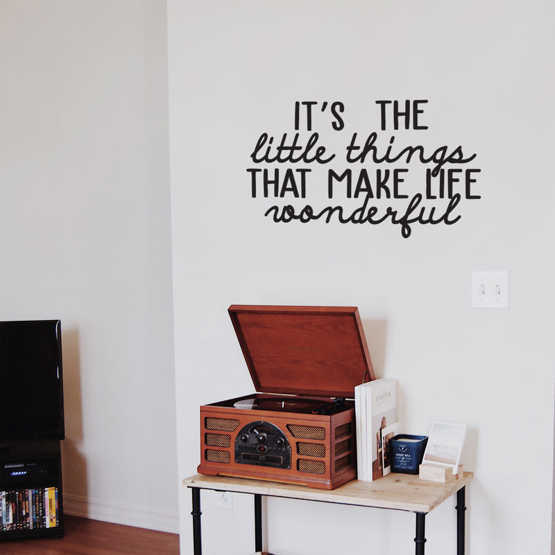 Vinyl Wall Art Decal - It's The Little Things That Make Life Wonderful - 20" x 33" - Motivational Cursive Home Bedroom Living Room Work Office Indoor Apartment Workplace Decor Black 20" x 33" 3