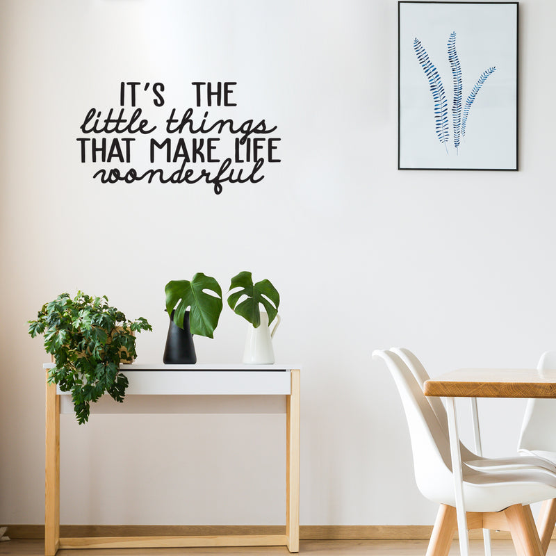 Vinyl Wall Art Decal - It's The Little Things That Make Life Wonderful - 20" x 33" - Motivational Cursive Home Bedroom Living Room Work Office Indoor Apartment Workplace Decor Black 20" x 33" 5