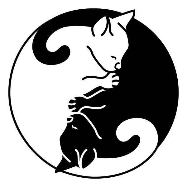 Vinyl Wall Art Decal - Ying Yang Cats - Cute Trendy Kittens Shape For Pet Lovers Home Apartment Bedroom Living Room Dorm Room Indoor Decoration