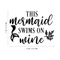 Vinyl Wall Art Decal - This Mermaid Swims On Wine - Modern Cute Trendy Cursive Fantasy Women's Bedroom Living Room Apartment Kitchen Dining Room Home Sticker Decor