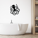 Vinyl Wall Art Decal - Happy Octopus - 25" x 22" - Cute Sea Cephalopod Animal Design For Kids Home Apartment Nursery Playroom Bedroom Window Classroom Sticker Decoration Black 25" x 22 2