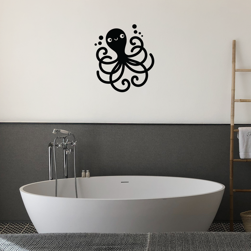 Vinyl Wall Art Decal - Happy Octopus - Cute Sea Cephalopod Animal Design For Kids Home Apartment Nursery Playroom Bedroom Window Classroom Sticker Decoration   3