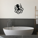 Vinyl Wall Art Decal - Happy Octopus - 25" x 22" - Cute Sea Cephalopod Animal Design For Kids Home Apartment Nursery Playroom Bedroom Window Classroom Sticker Decoration Black 25" x 22 3