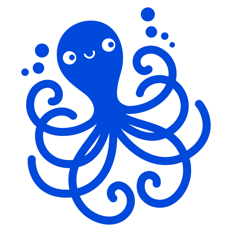 Vinyl Wall Art Decal - Happy Octopus - 25" x 22" - Cute Sea Cephalopod Animal Design For Kids Home Apartment Nursery Playroom Bedroom Window Classroom Sticker Decoration Blue 25" x 22 4