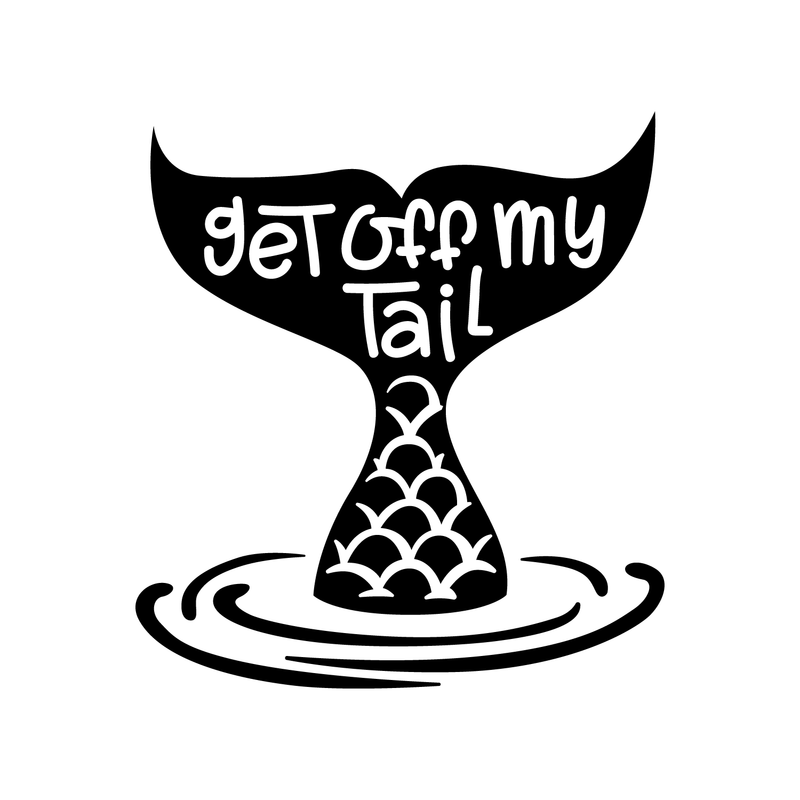 Vinyl Wall Art Decal - Get Off My Tail - 24" x 22" - Modern Cute Mermaid Fin Water Shape Trendy Fantasy Girls Teens Nursery Playroom Bedroom Living Room Apartment Home Sticker Decals Black 24" x 22" 4