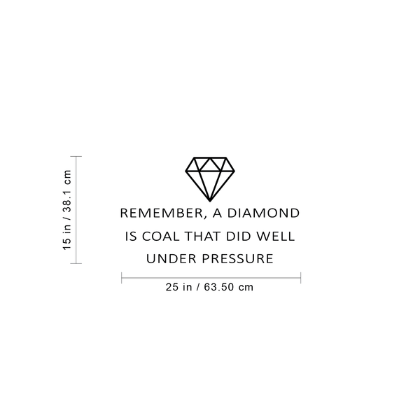 Vinyl Wall Art Decal - Remember A Diamond Is Coal That Did Well Under Pressure - Inspirational Quote For Home Bedroom Apartment Living Room Work Office Indoor Decor