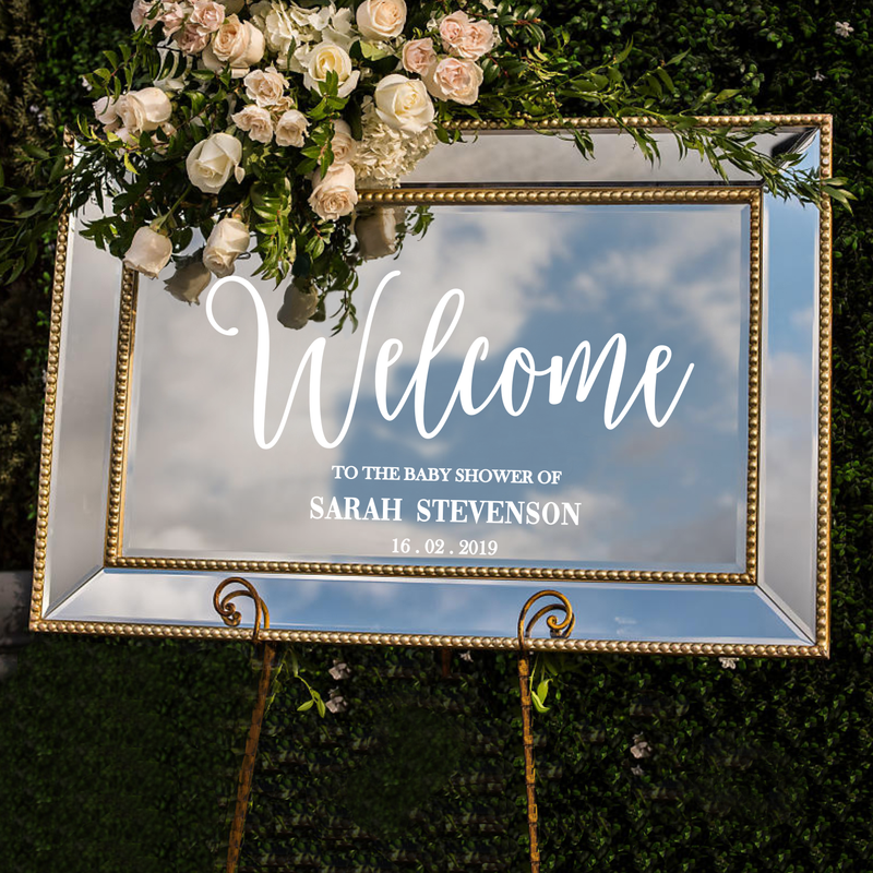 Vinyl Art Decal - Custom Welcome To The Baby Shower Of - 17" x 29.5" - Modern Horizontal Layout Personalized Special Event Greeting Family Friends Newborn Gifts Black 17" x 29.5" 3