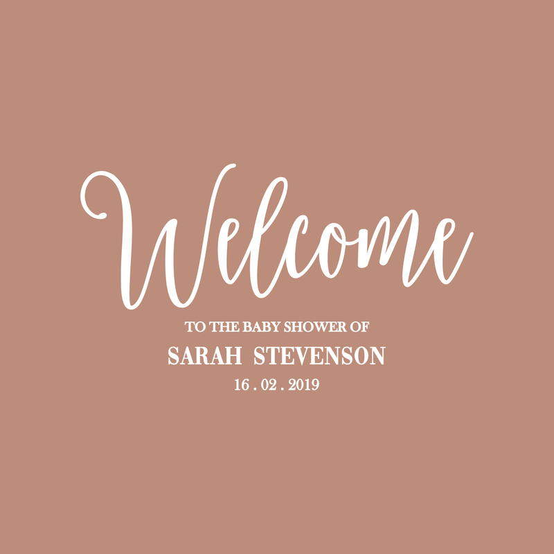 Vinyl Art Decal - Custom Welcome To The Baby Shower Of - - Name And Date Modern Horizontal Layout Personalized Special Event Greeting Family Pregnancy Friends Newborn Gifts   5